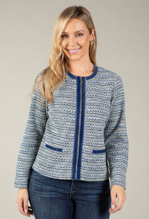 Short Tweed Zip Up Jacket