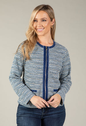 Short Tweed Zip Up Jacket