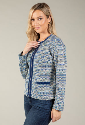 Short Tweed Zip Up Jacket