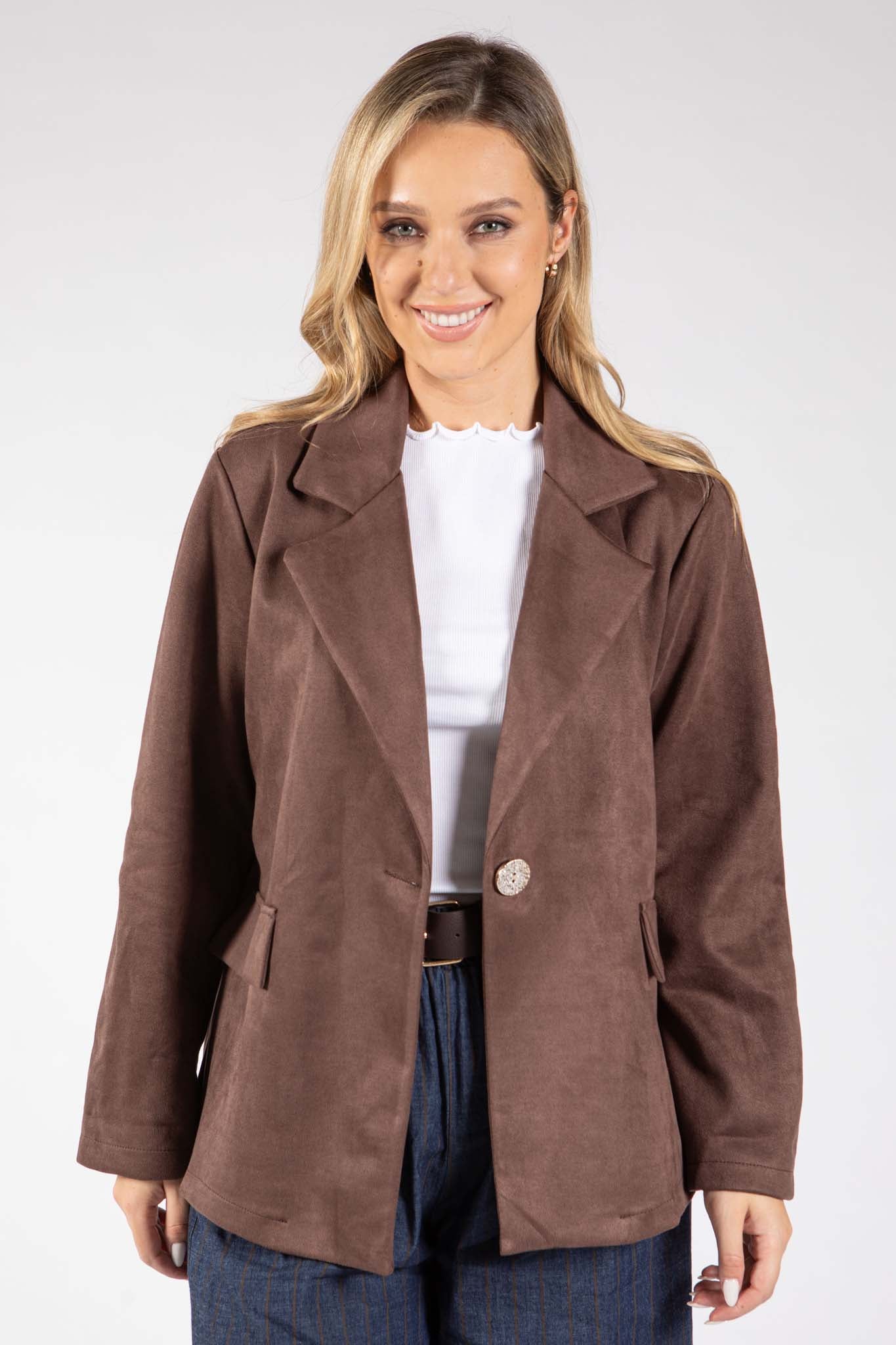 Faux Suede Blazer