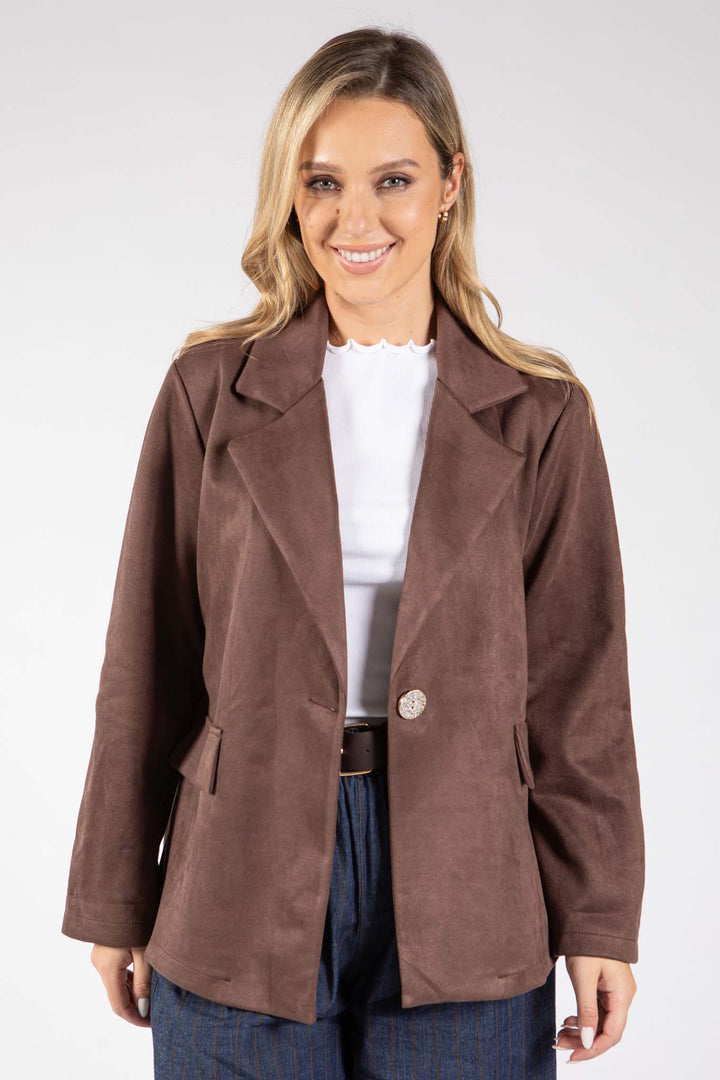 Faux Suede Blazer