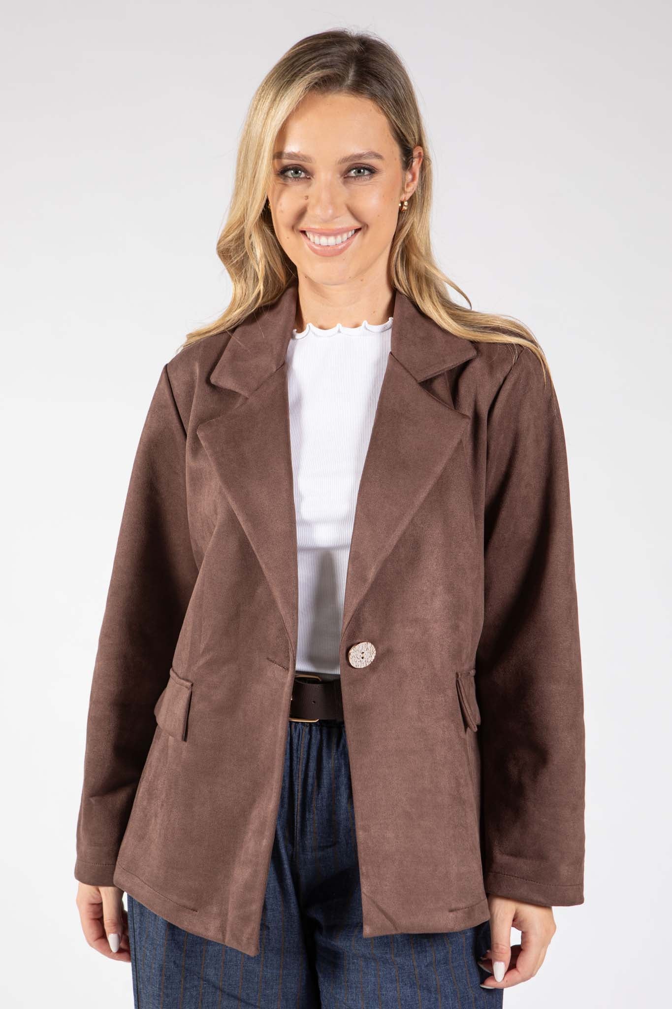 Faux Suede Blazer