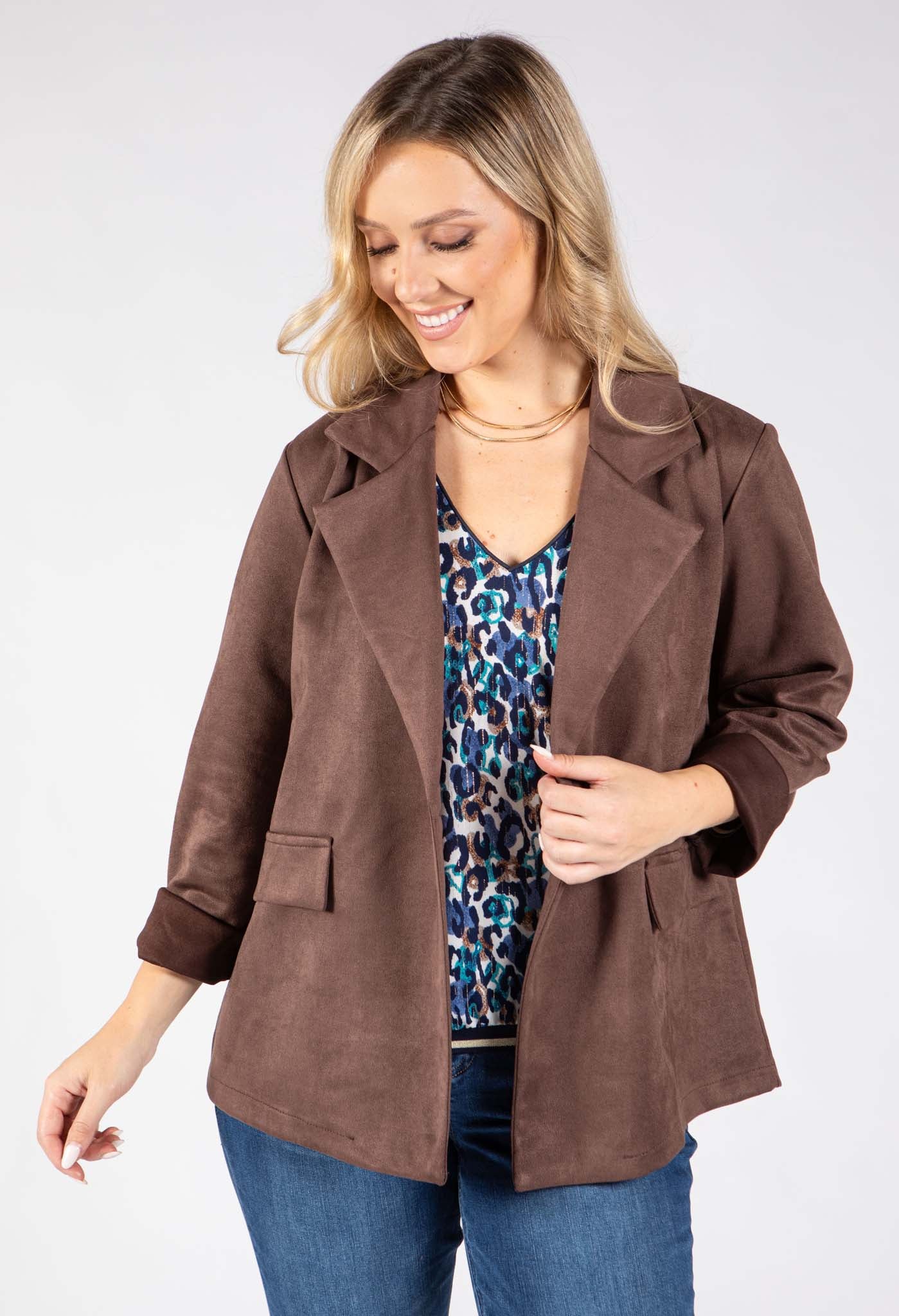 Faux Suede Blazer