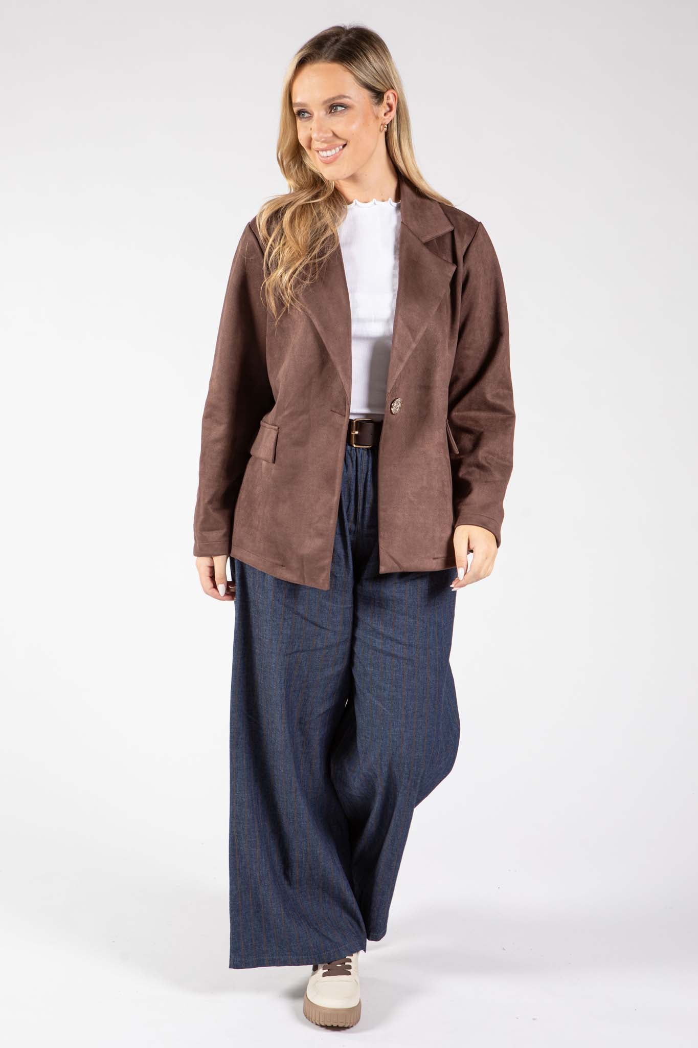 Faux Suede Blazer