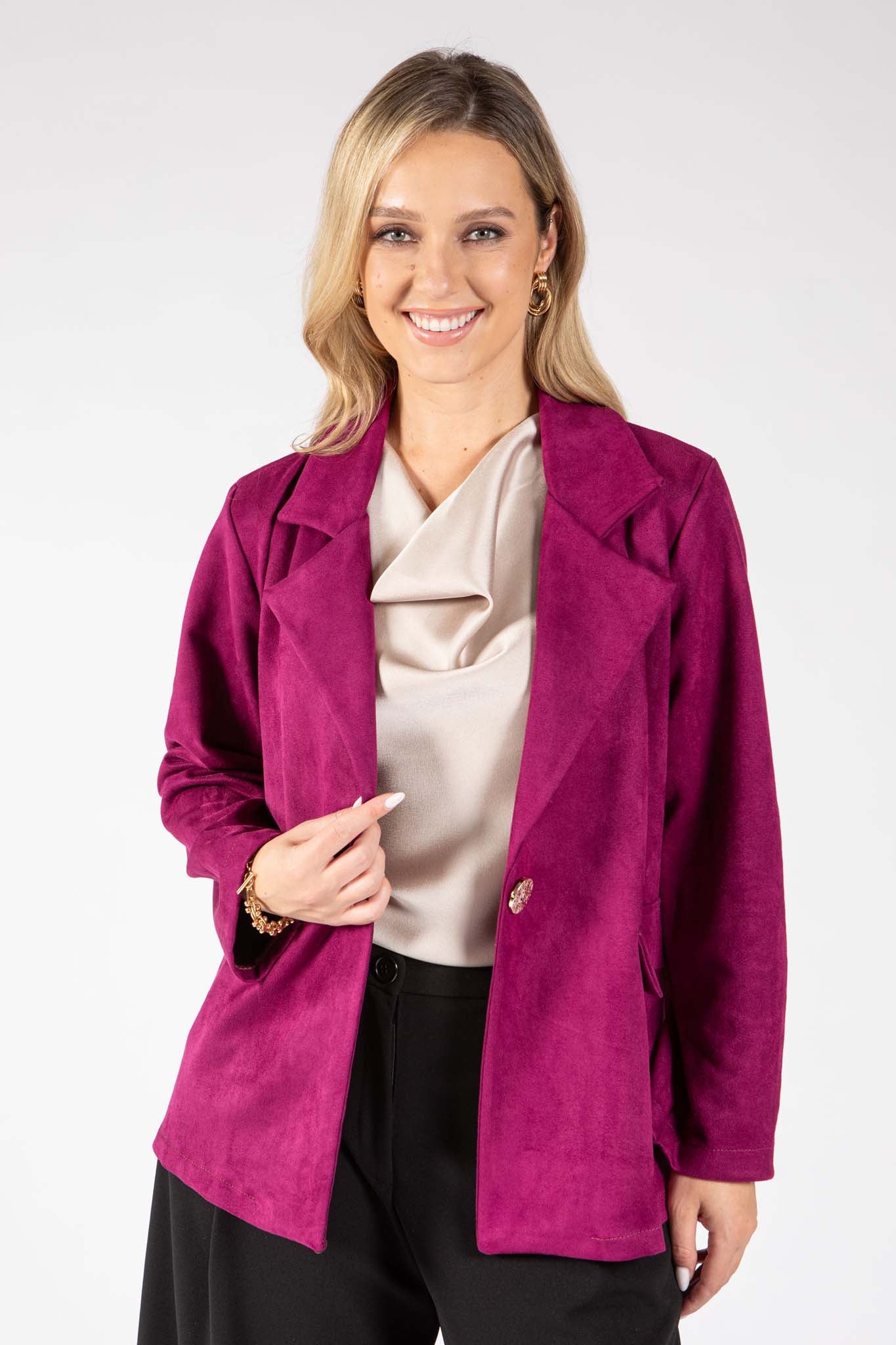 Faux Suede Blazer