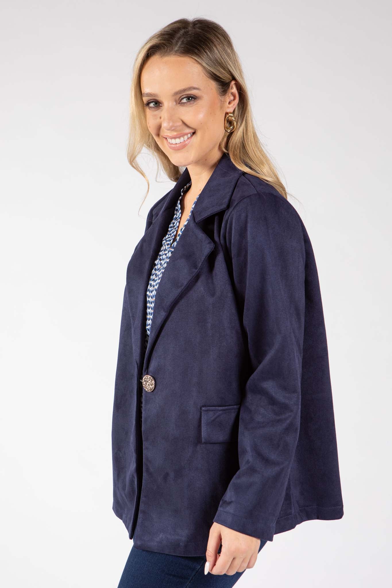 Faux Suede Blazer