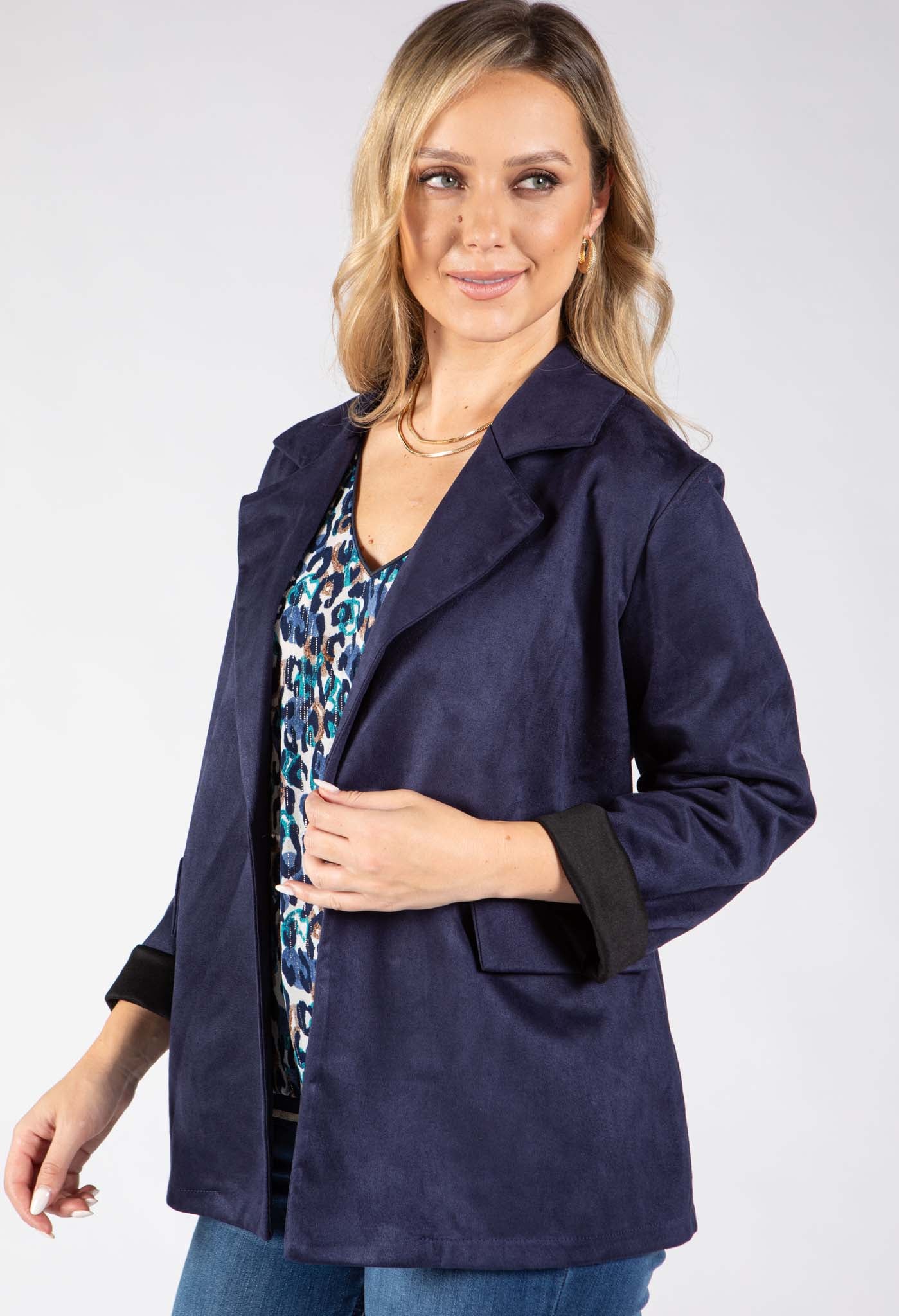 Faux Suede Blazer