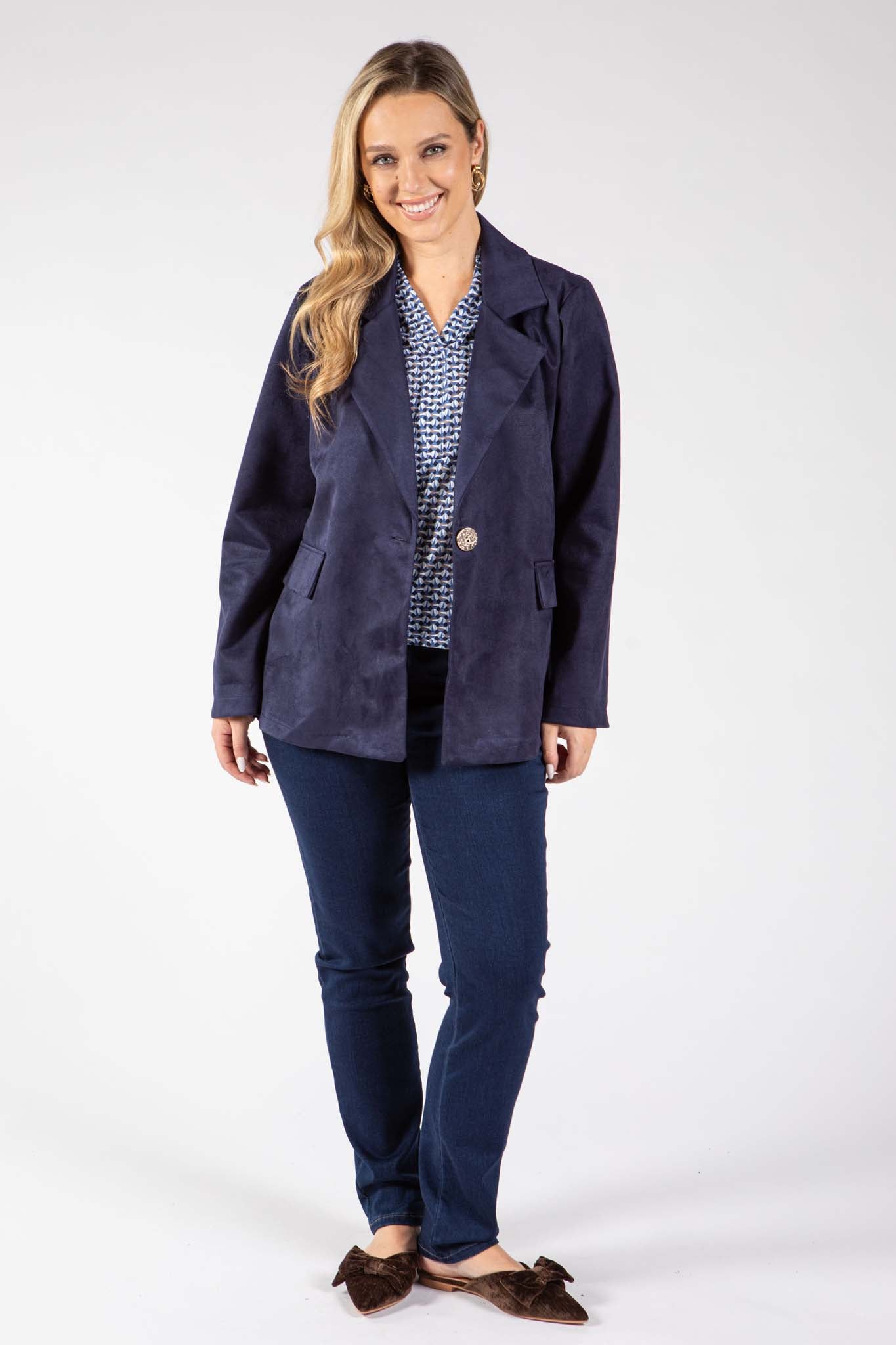 Faux Suede Blazer