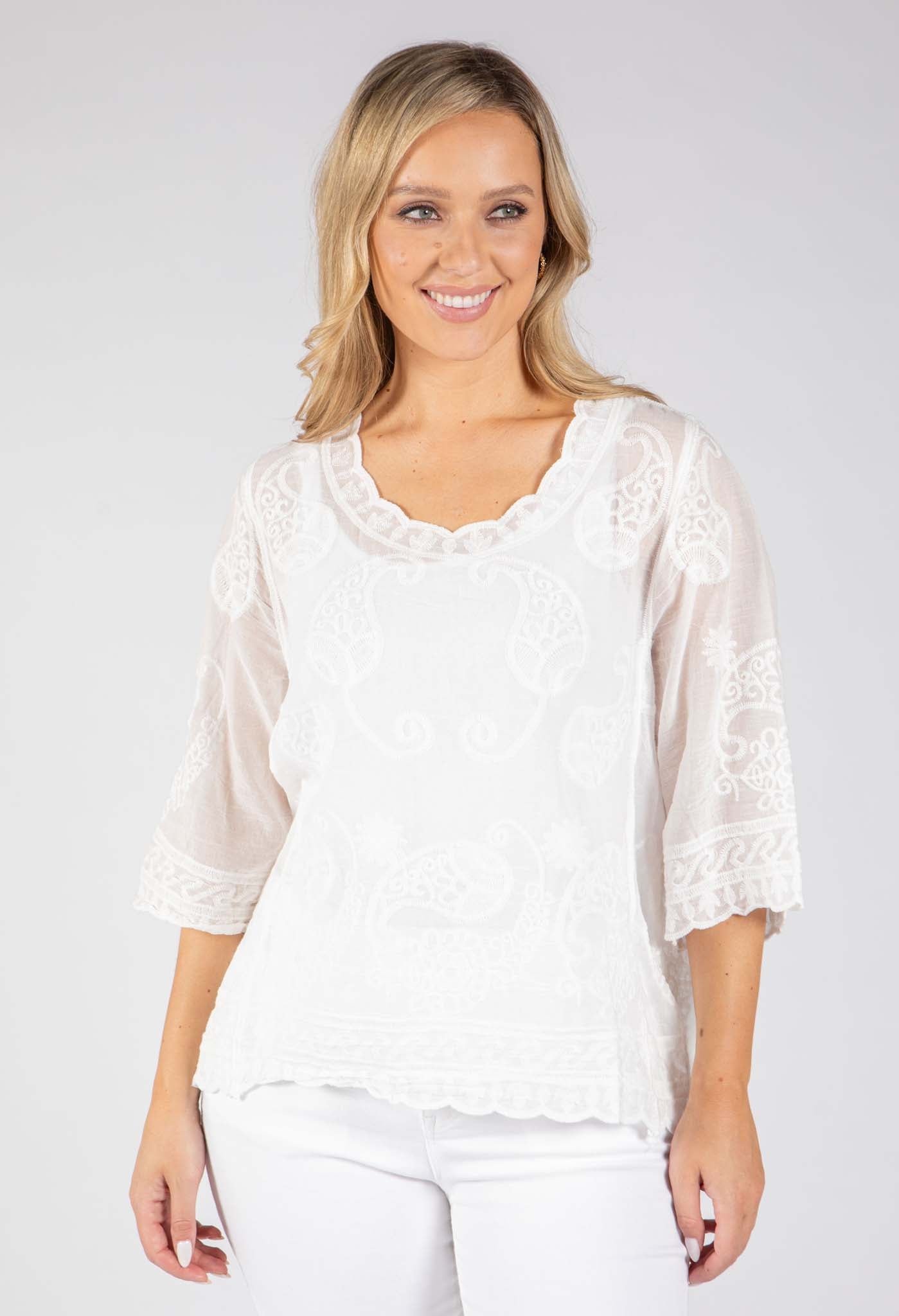 Paisley Embroidery Blouse