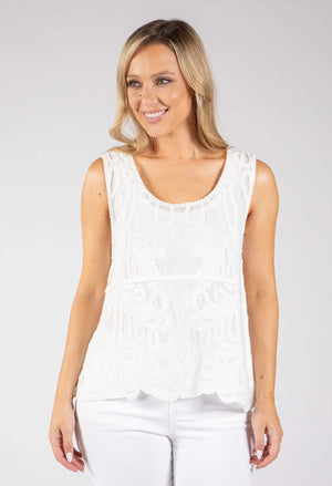 Embroidered Sleeveless Top