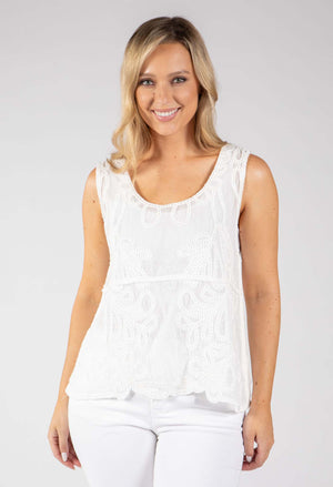 Embroidered Sleeveless Top