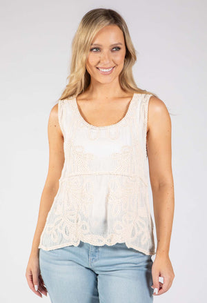Embroidered Sleeveless Top