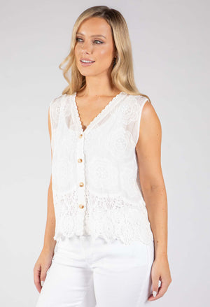 Embroidered Sleeveless Vest