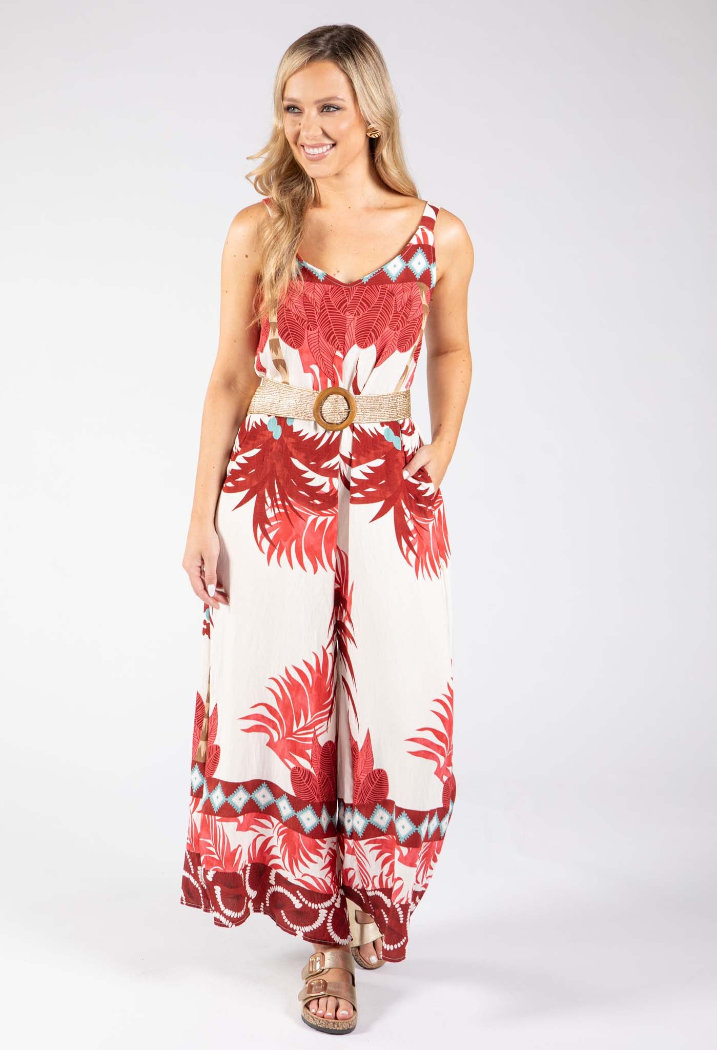 Palm Print Jumpsuit