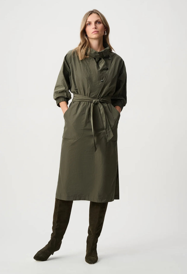 Cowl-Neck Belted Dress