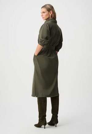 Cowl-Neck Belted Dress