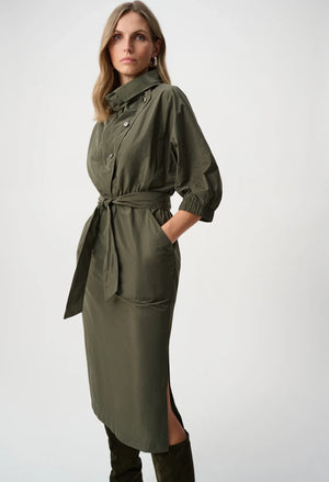 Cowl-Neck Belted Dress
