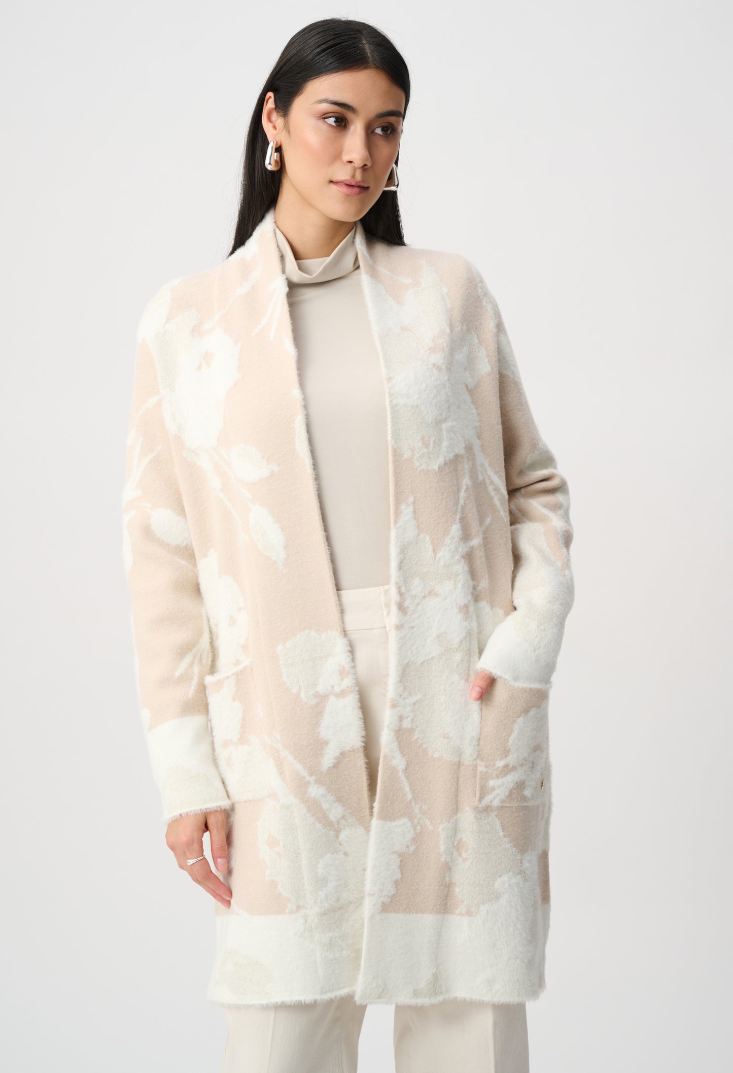 Floral Jacquard Longline Cardigan