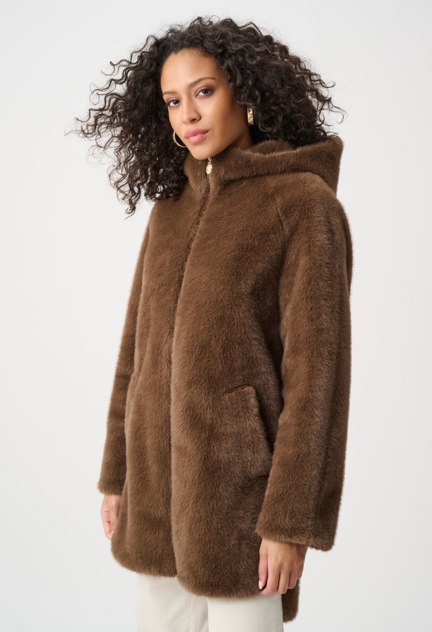 Hooded Faux Fur Coat