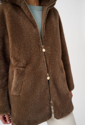 Hooded Faux Fur Coat