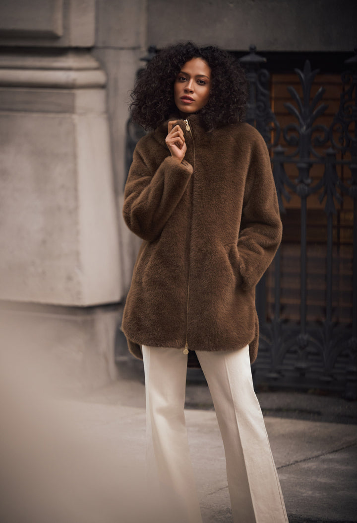 Hooded Faux Fur Coat