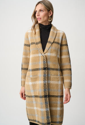 Feather Yarn Plaid Coat