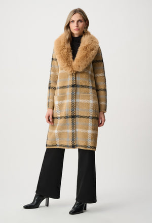 Feather Yarn Plaid Coat