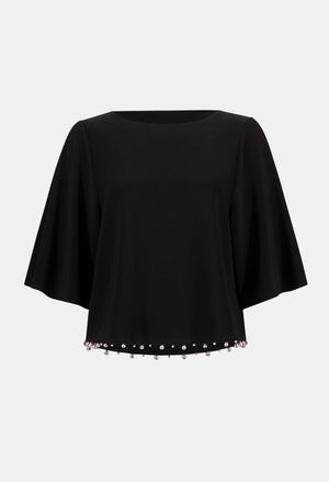 Jewel Embellished Boat Neck Top