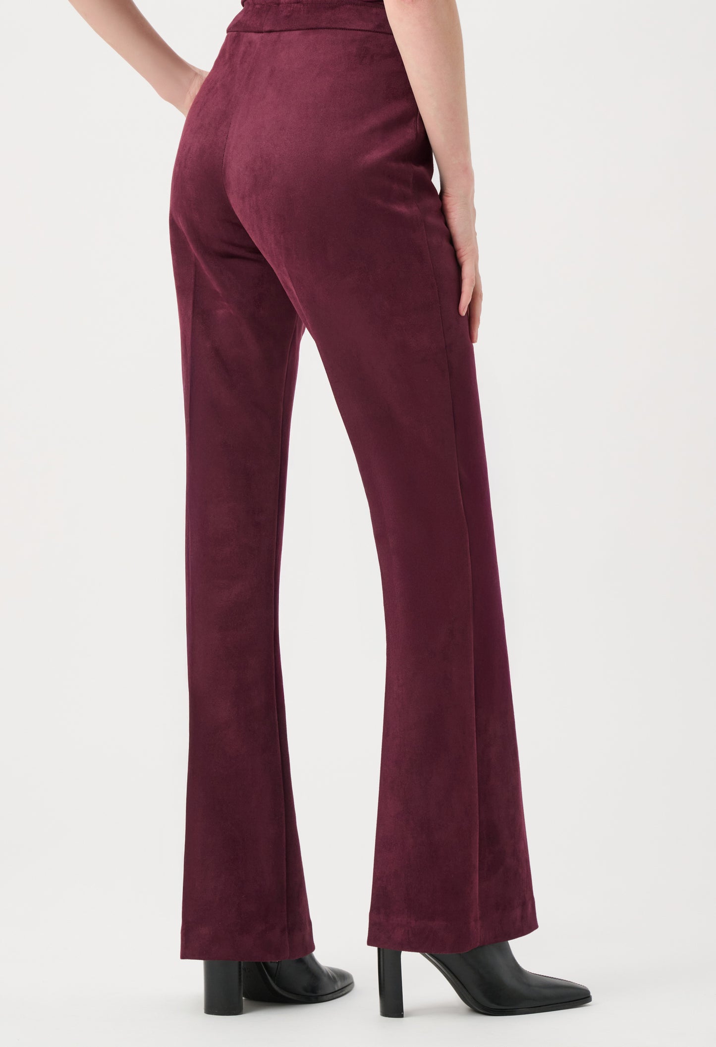 High-waisted Faux Suede Trousers