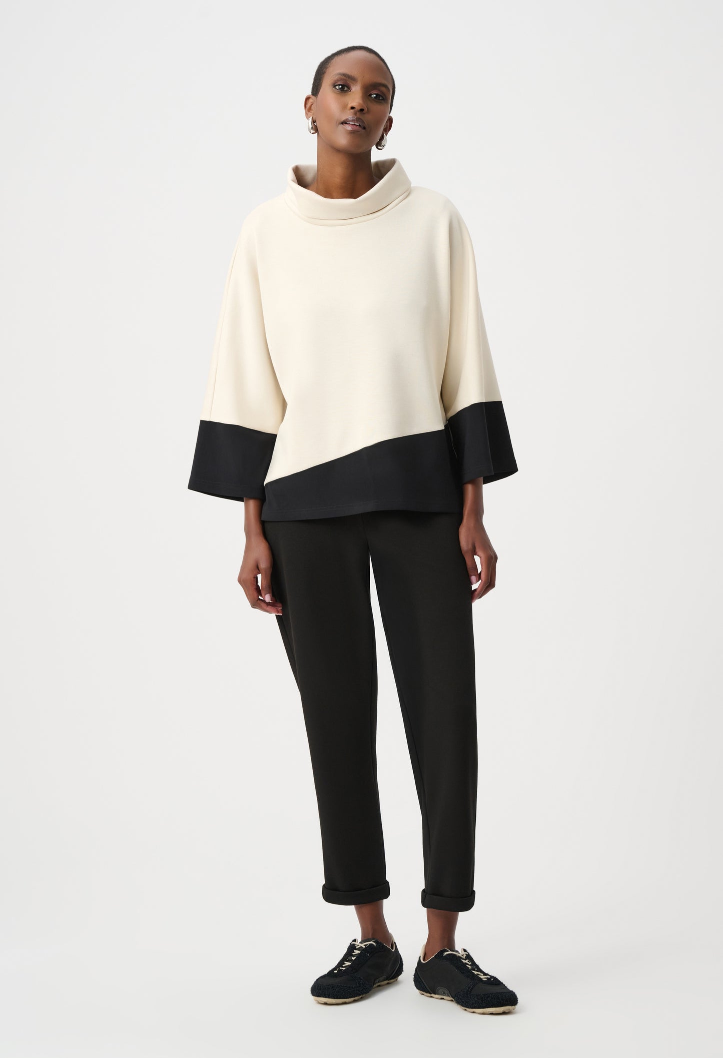 Colour-block Cowl Neck Jumper