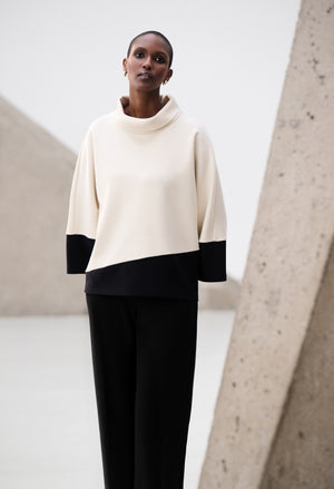 Colour-block Cowl Neck Jumper