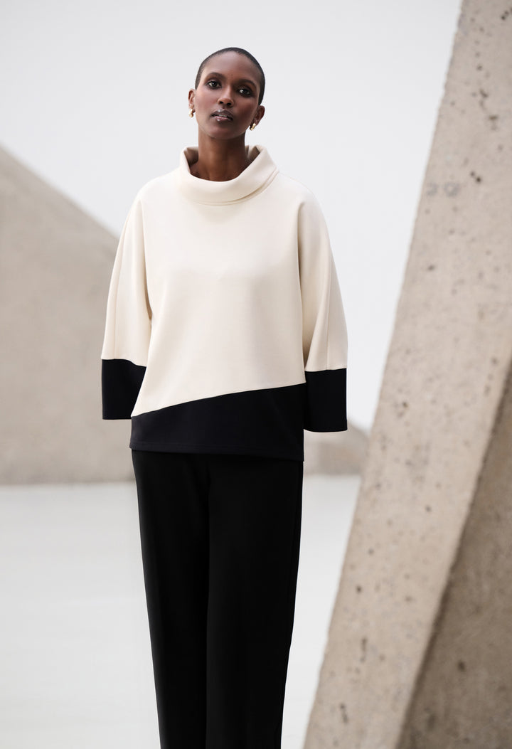 Colour-block Cowl Neck Jumper