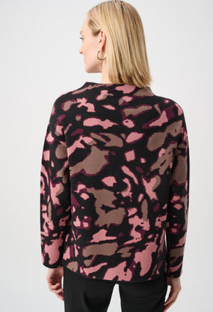 High Neck Animal-print Pullover