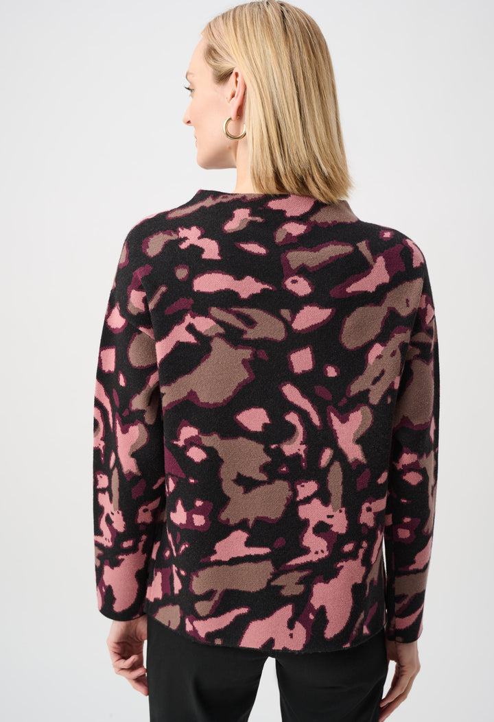 High Neck Animal-print Pullover