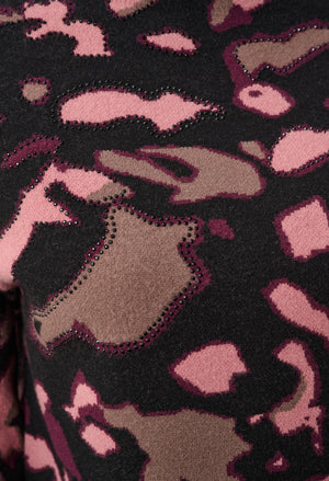 High Neck Animal-print Pullover