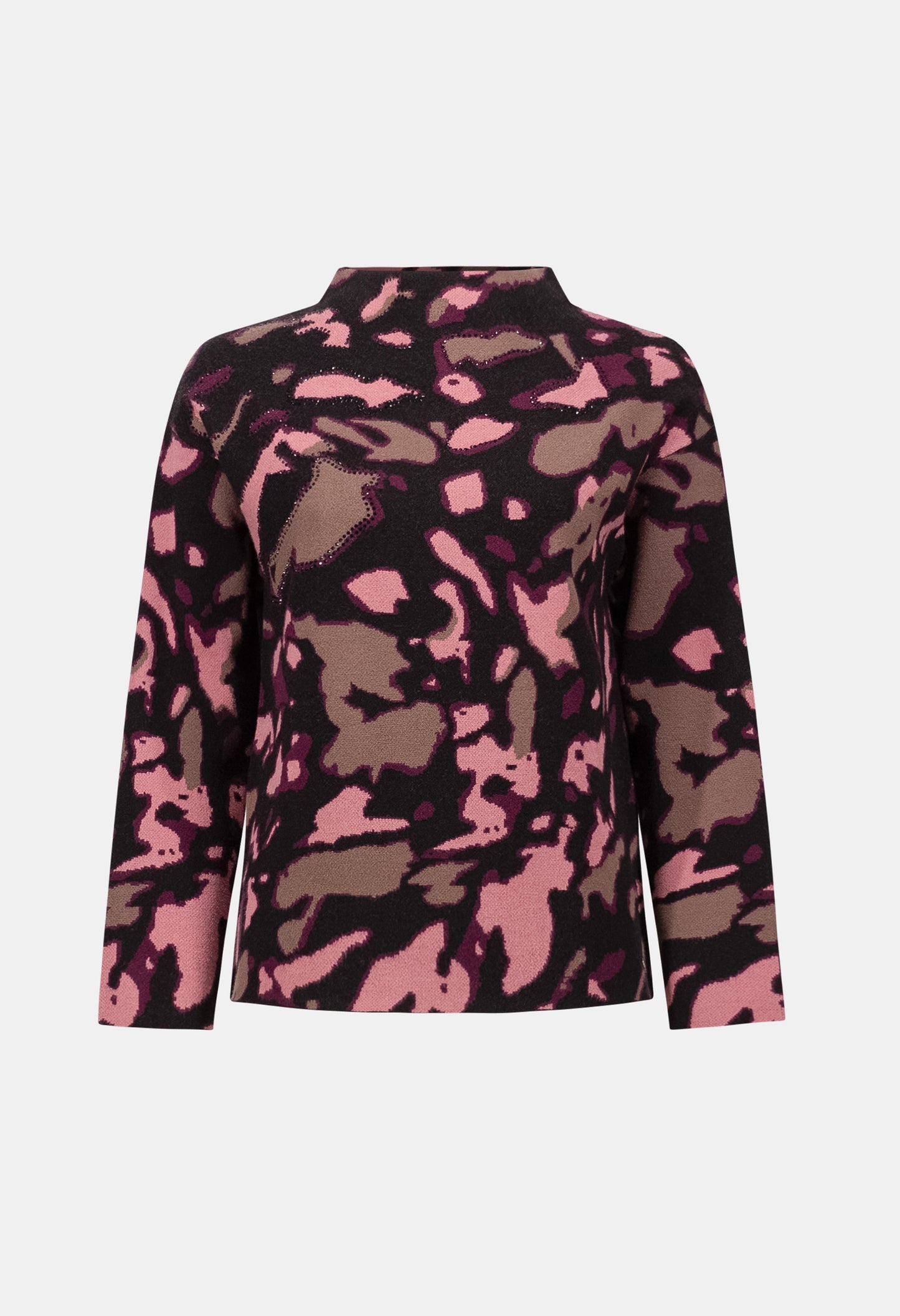 High Neck Animal-print Pullover