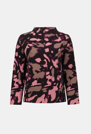 High Neck Animal-print Pullover