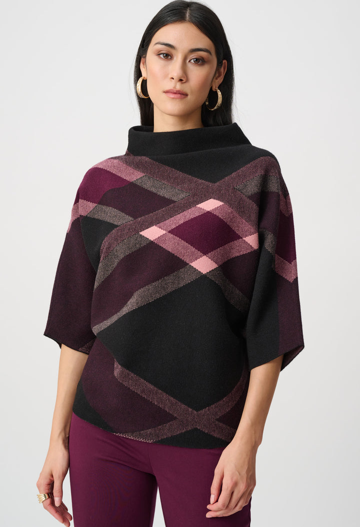 Geometric Cowl Neck Poncho