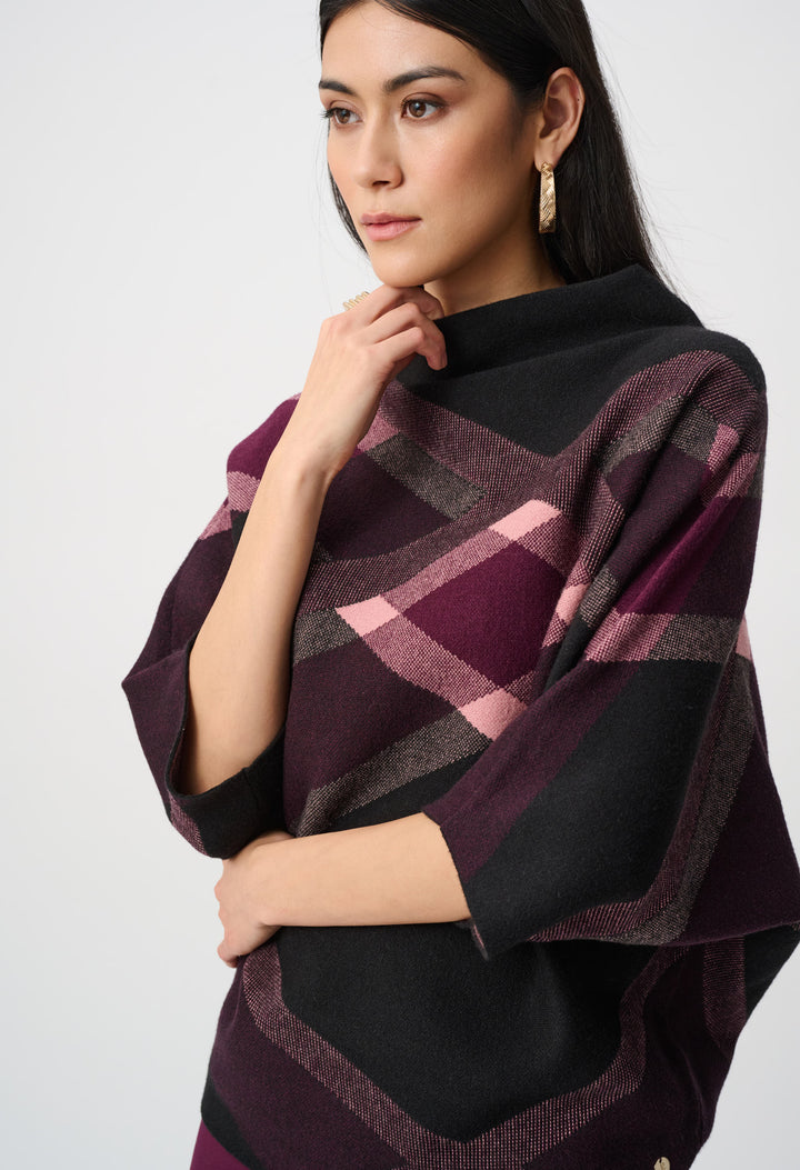 Geometric Cowl Neck Poncho