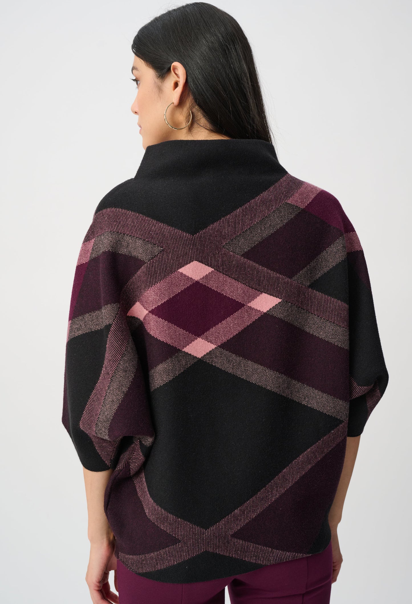 Geometric Cowl Neck Poncho