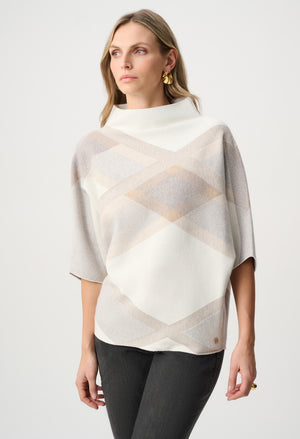 Geometric Cowl Neck Poncho