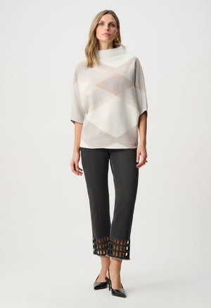 Geometric Cowl Neck Poncho