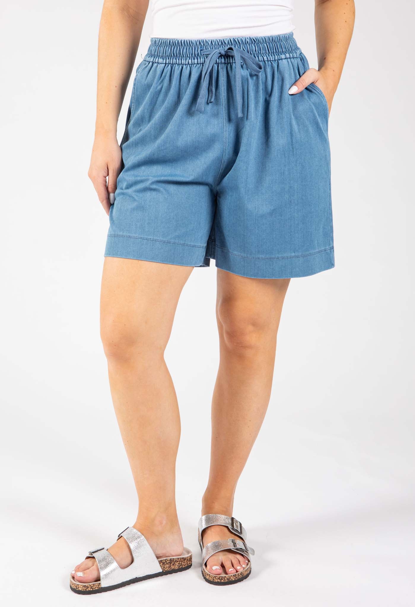 Pull On Denim Shorts
