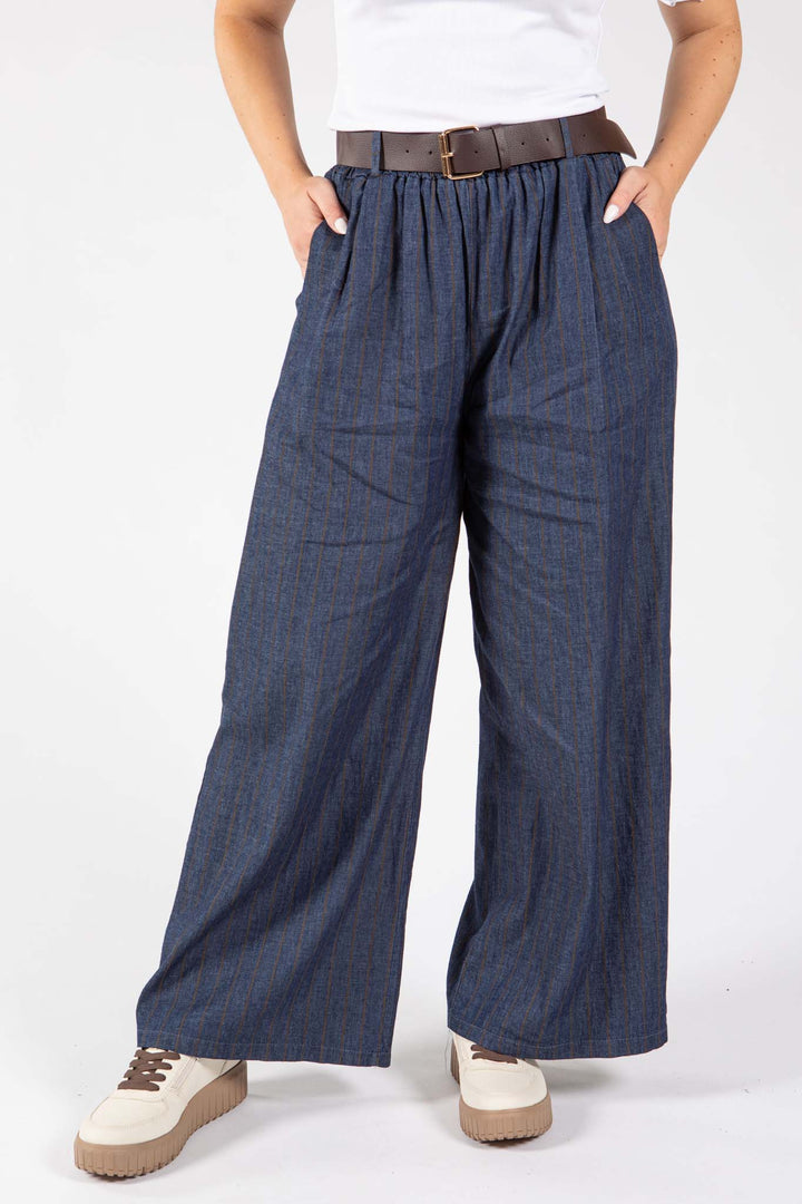 Denim Look Pinstripe Trousers