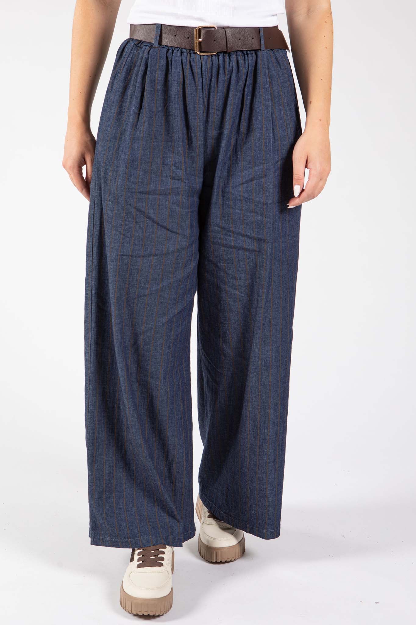 Denim Look Pinstripe Trousers