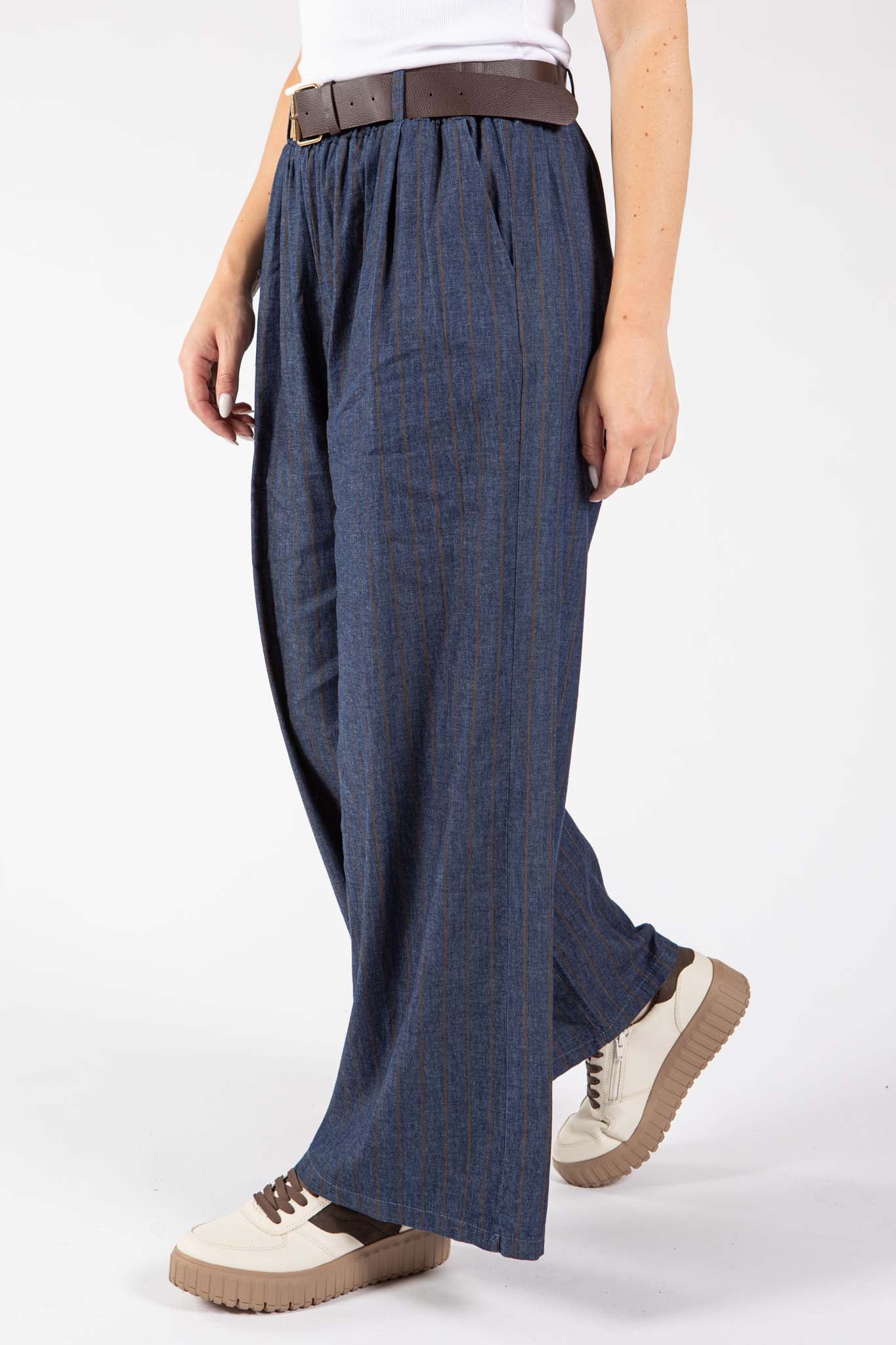 Denim Look Pinstripe Trousers