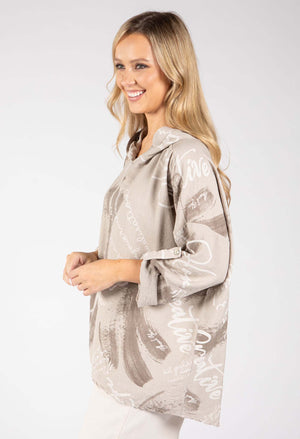 Abstract Print Linen Look Hoodie