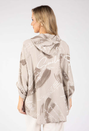 Abstract Print Linen Look Hoodie