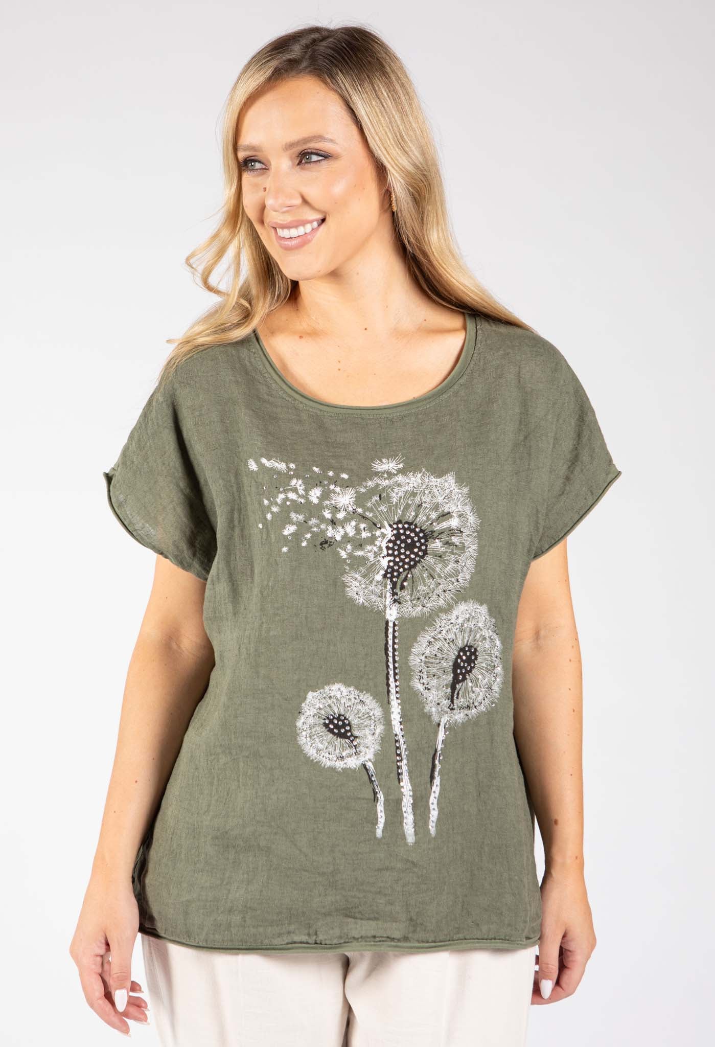 Dandelion Print Linen Top