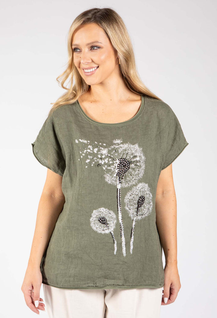 Dandelion Print Linen Top
